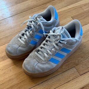 Adidas Women’s Court Grey/Light Blue Suede Sneakers